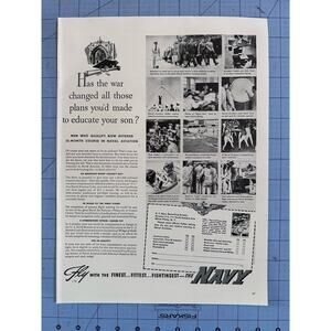 1942 Navy Recruiting Print Ad World War II Naval Aviation